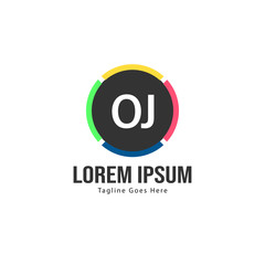 Initial OJ logo template with modern frame. Minimalist OJ letter logo vector illustration