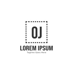 Initial OJ logo template with modern frame. Minimalist OJ letter logo vector illustration