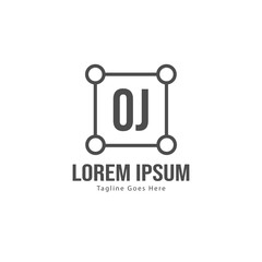 Initial OJ logo template with modern frame. Minimalist OJ letter logo vector illustration