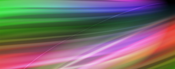 Fluid liquid color wave lines, glowing colorful light effect, abstract composition template. Geometric technology abstract pattern. Movement concept