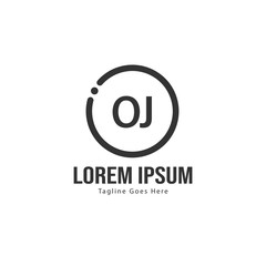 Initial OJ logo template with modern frame. Minimalist OJ letter logo vector illustration
