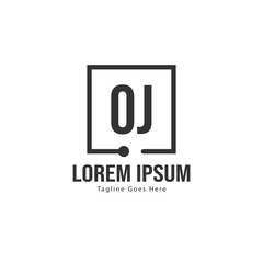 Initial OJ logo template with modern frame. Minimalist OJ letter logo vector illustration