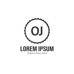 Initial OJ logo template with modern frame. Minimalist OJ letter logo vector illustration