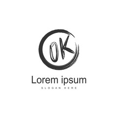Initial OK logo template with modern frame. Minimalist OK letter logo vector illustration