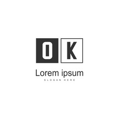 Initial OK logo template with modern frame. Minimalist OK letter logo vector illustration