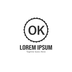 Initial OK logo template with modern frame. Minimalist OK letter logo vector illustration