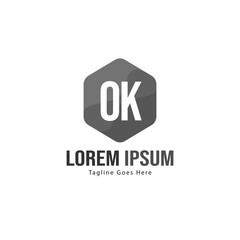 Initial OK logo template with modern frame. Minimalist OK letter logo vector illustration