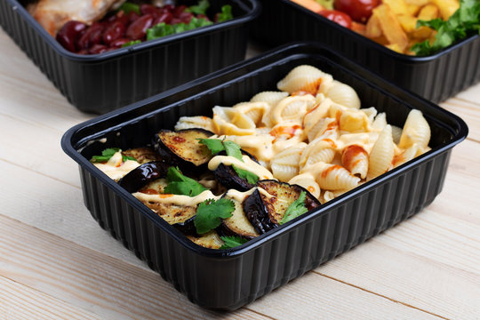 Closeup Of Ready Meal To Eat In Food Container