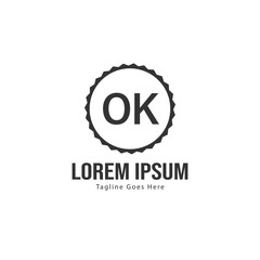 Initial OK logo template with modern frame. Minimalist OK letter logo vector illustration