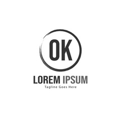 Initial OK logo template with modern frame. Minimalist OK letter logo vector illustration