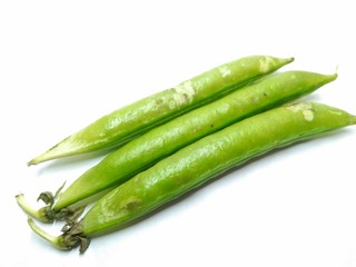 A picture of pea pods isolated on white background