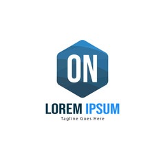Initial ON logo template with modern frame. Minimalist ON letter logo vector illustration