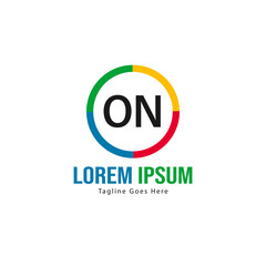 Obraz premium Initial ON logo template with modern frame. Minimalist ON letter logo vector illustration