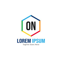 Initial ON logo template with modern frame. Minimalist ON letter logo vector illustration