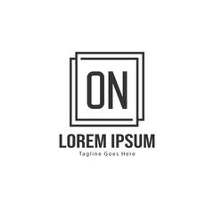 Initial ON logo template with modern frame. Minimalist ON letter logo vector illustration