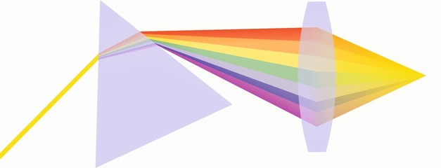 Fototapeta premium Illustration of refraction prism and a light collection lens