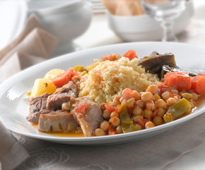 Cocido madrileño, comida española. Madrilenian stew, Spanish food.