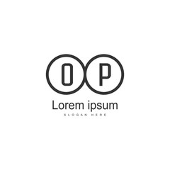 Initial OP logo template with modern frame. Minimalist OP letter logo vector illustration