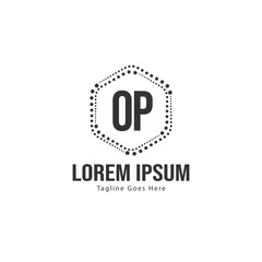Initial OP logo template with modern frame. Minimalist OP letter logo vector illustration