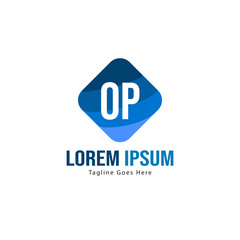 Initial OP logo template with modern frame. Minimalist OP letter logo vector illustration