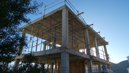 Two storey shell of new building in Andalusian village