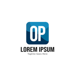 Initial OP logo template with modern frame. Minimalist OP letter logo vector illustration