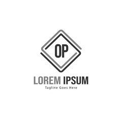 Fototapeta premium Initial OP logo template with modern frame. Minimalist OP letter logo vector illustration