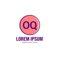 Initial OQ logo template with modern frame. Minimalist OQ letter logo vector illustration