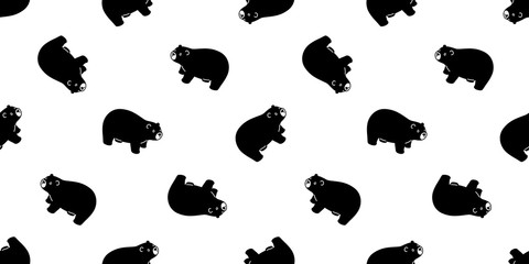Obraz premium Bear seamless pattern vector polar bear scarf isolated cartoon repeat background tile wallpaper doodle illustration design black