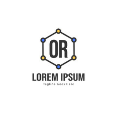 Initial OR logo template with modern frame. Minimalist OR letter logo vector illustration