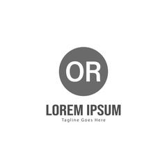 Initial OR logo template with modern frame. Minimalist OR letter logo vector illustration