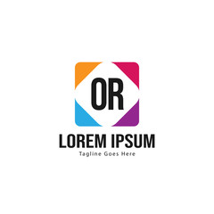 Initial OR logo template with modern frame. Minimalist OR letter logo vector illustration