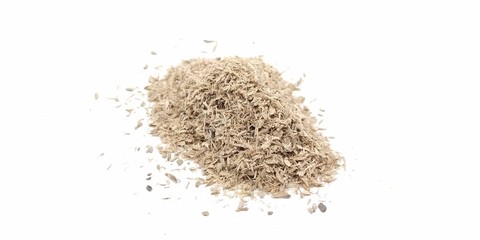 A picture of wood powder isolated on white background