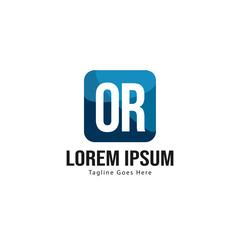 Initial OR logo template with modern frame. Minimalist OR letter logo vector illustration