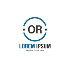Obraz premium Initial OR logo template with modern frame. Minimalist OR letter logo vector illustration