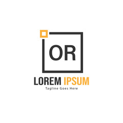 Initial OR logo template with modern frame. Minimalist OR letter logo vector illustration