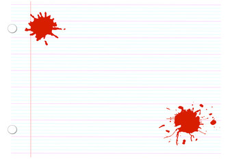 feuille perforée tache d'encre rouge