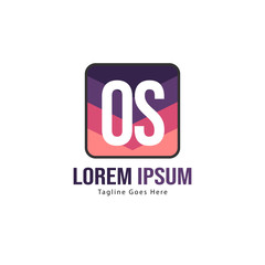 Initial OS logo template with modern frame. Minimalist OS letter logo vector illustration