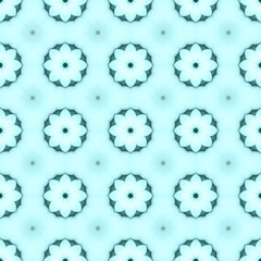 Teal flower mosaic detailed seamless textured pattern background