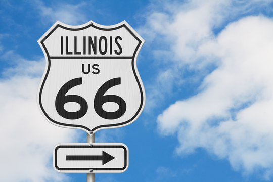 Illinois US route 66 road trip USA highway road sign