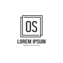 Initial OS logo template with modern frame. Minimalist OS letter logo vector illustration
