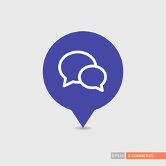 Chat speech pin map icon vector
