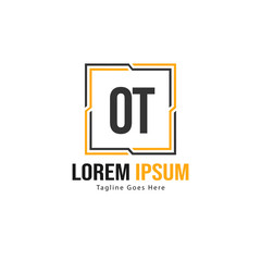 Initial OT logo template with modern frame. Minimalist OT letter logo vector illustration