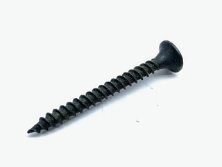 A picture of black screw isolated on white background