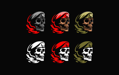 Skull in a military beret 