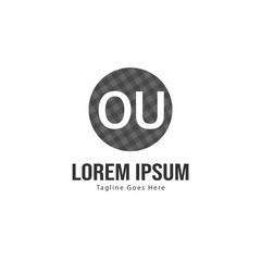 Initial OU logo template with modern frame. Minimalist OU letter logo vector illustration