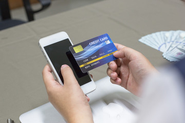 Company employees are buying products online and paying via credit cards online conveniently and quickly.