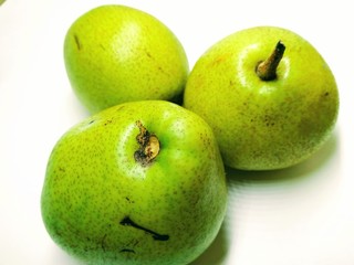 A picture of fresh pears isolated on a white background