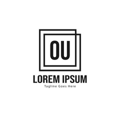Initial OU logo template with modern frame. Minimalist OU letter logo vector illustration