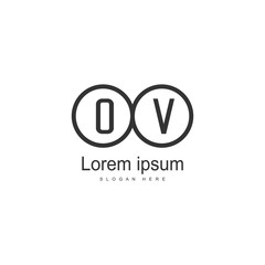 Initial OV logo template with modern frame. Minimalist OV letter logo vector illustration